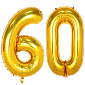 60 number balloons gold big giant jumbo number 60 foil mylar balloons for 60th women men birthday party supplies 60 anniversary events decorations