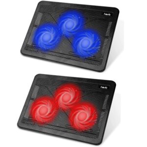 havit hv-f2056 15.6"-17" laptop cooler cooling pad - slim portable usb powered (3 fans) blue & red
