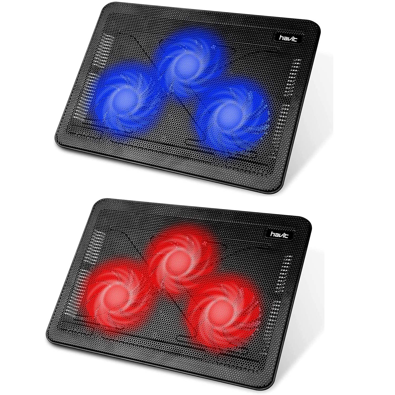 Havit HV-F2056 15.6"-17" Laptop Cooler Cooling Pad - Slim Portable USB Powered (3 Fans) Blue & Red