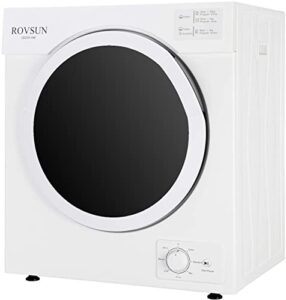 rovsun 13lbs portable clothes dryer, 3.2 cu. ft tumble laundry dryer machine with stainless steel tub, easy control knob, 7 drying modes-1500w, white