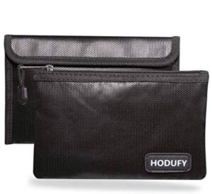 hodufy small fireproof bag, 5 x 8 inches non-itchy fireproof money bag, fireproof cash bag, bank fireproof bag set for valuables - passport, bank deposit, keys (2-pack)