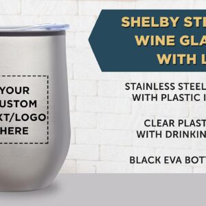 Custom Stemless Wine Tumblers 12 oz. Set of 24, Personalized Bulk Pack - Insulated, Perfect for Wine, Cocktails, Other Hot & Cold Beverages - Silver