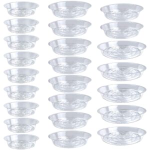 tecmisse 25 pack clear plastic plant saucer drip trays, large plant plate dish, plastic plant pot saucers flower pot set for indoor flower pots and planters, assorted sizes(6, 8, 10 inch)