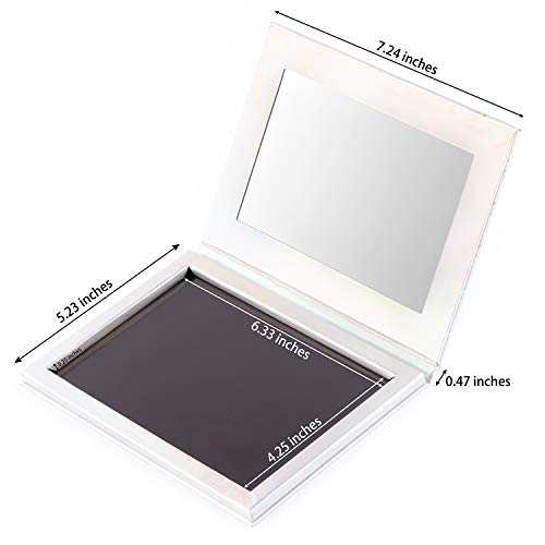 Allwon Magnetic Palette Mermaid Empty Makeup Palette with Mirror and 30Pcs Adhesive Empty Palette Metal Stickers for Eyeshadow Lipstick Blush Powder (Silver)