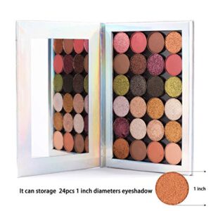 Allwon Magnetic Palette Mermaid Empty Makeup Palette with Mirror and 30Pcs Adhesive Empty Palette Metal Stickers for Eyeshadow Lipstick Blush Powder (Silver)