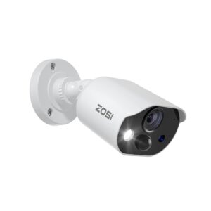 zosi 1080p hd-tvi security camera with audio, 2mp 1920tvl indoor outdoor surveillance home camera, night vision, pir motion detection, ip66 weatherproof, only work with zosi 3k lite cctv dvr