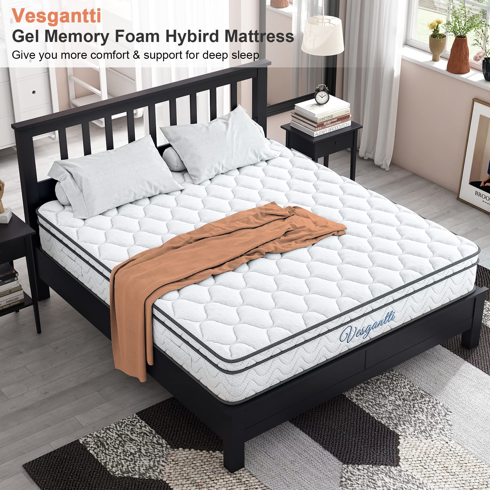 Vesgantti 12 Inch Multilayer Hybrid Twin XL Mattress - Multiple Sizes & Styles Available, Ergonomic Design with Breathable Foam and Pocket Spring/Medium Plush Feel