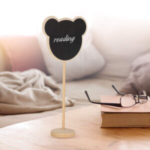 10 Pack Mini Chalkboards Wood Table Blackboard Bear Shape Signs Board with Wooden Base for Weddings and Special Event Decorations Crafts