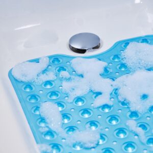 Tranquil Beauty Square Blue Shower Mat 53x53cm/21x21in | Non-Slip, Machine-Washable Quadrant Bath Mat for Walk in Shower Tray | Shower Mats Non-Slip Suction Cups Ideal for Kids & Elderly