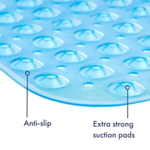 Tranquil Beauty Square Blue Shower Mat 53x53cm/21x21in | Non-Slip, Machine-Washable Quadrant Bath Mat for Walk in Shower Tray | Shower Mats Non-Slip Suction Cups Ideal for Kids & Elderly