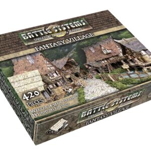 Battle Systems BSTFWC001 Fantasy Terrain Village Core Set - Multi Level Tabletop War Game - 28mm Miniature Wargaming Roleplaying - 420 Piece Modular Warhammer Battles Painted Model Scenery