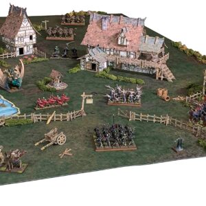 Battle Systems BSTFWC001 Fantasy Terrain Village Core Set - Multi Level Tabletop War Game - 28mm Miniature Wargaming Roleplaying - 420 Piece Modular Warhammer Battles Painted Model Scenery