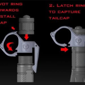 Thyrm Switchback DF Flashlight Ring for SureFire Dual Fuel(Fury DFT, Fury Intellibeam DF), Pelican 7600, Convoy S21A Flashlights (Black), Made in USA