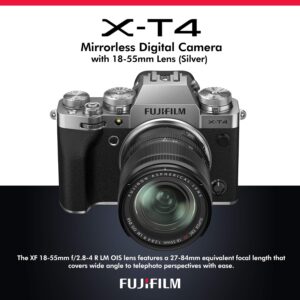 FUJIFILM X-T4 Mirrorless Digital Camera (Silver) with 32GB Memory Card, Essential Accessories, and Digital UV Filter Bundle