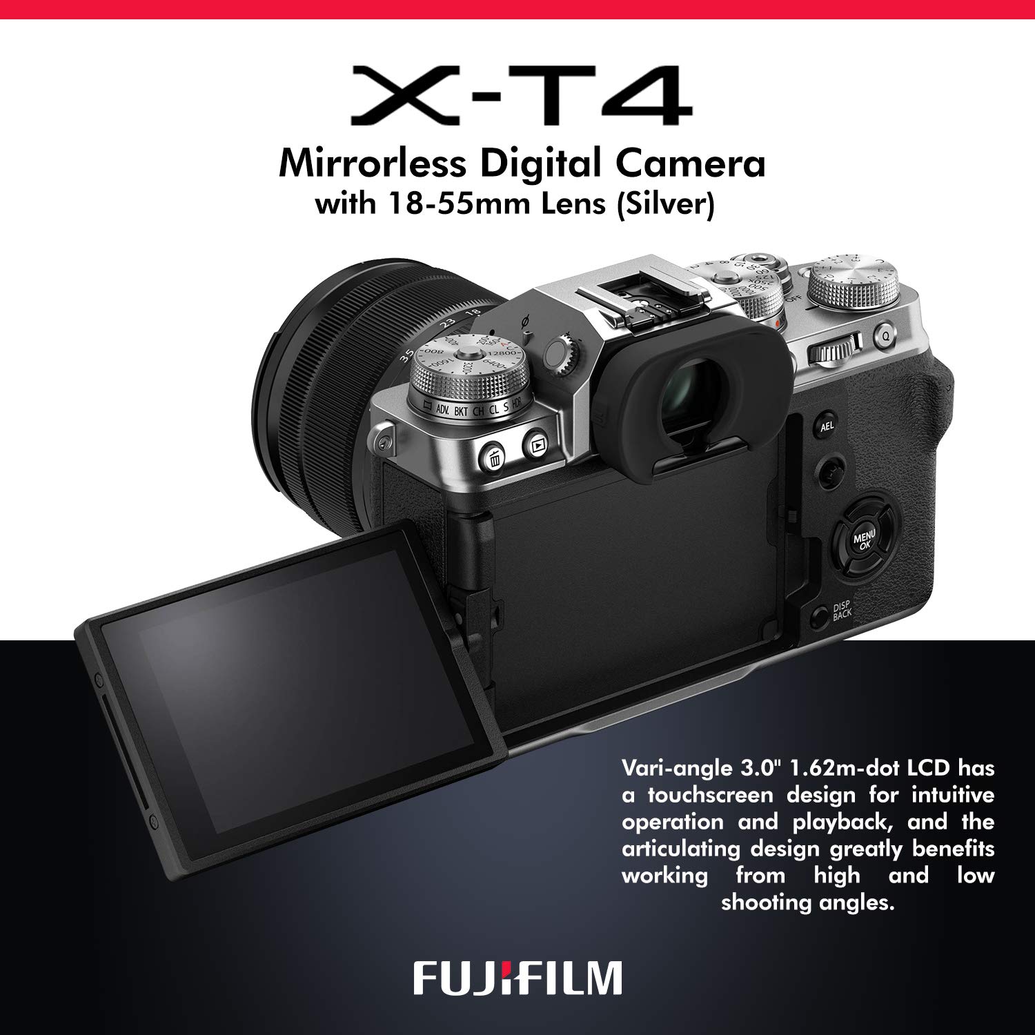 FUJIFILM X-T4 Mirrorless Digital Camera (Silver) with 32GB Memory Card, Essential Accessories, and Digital UV Filter Bundle