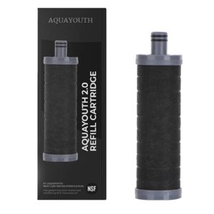 aquayouth 2.0 carbon shower head filter | removes chlorine, heavy metals, and more | great for dry skin, dry hair, and more | nsf certified (2.0 carbon refill cartridge)
