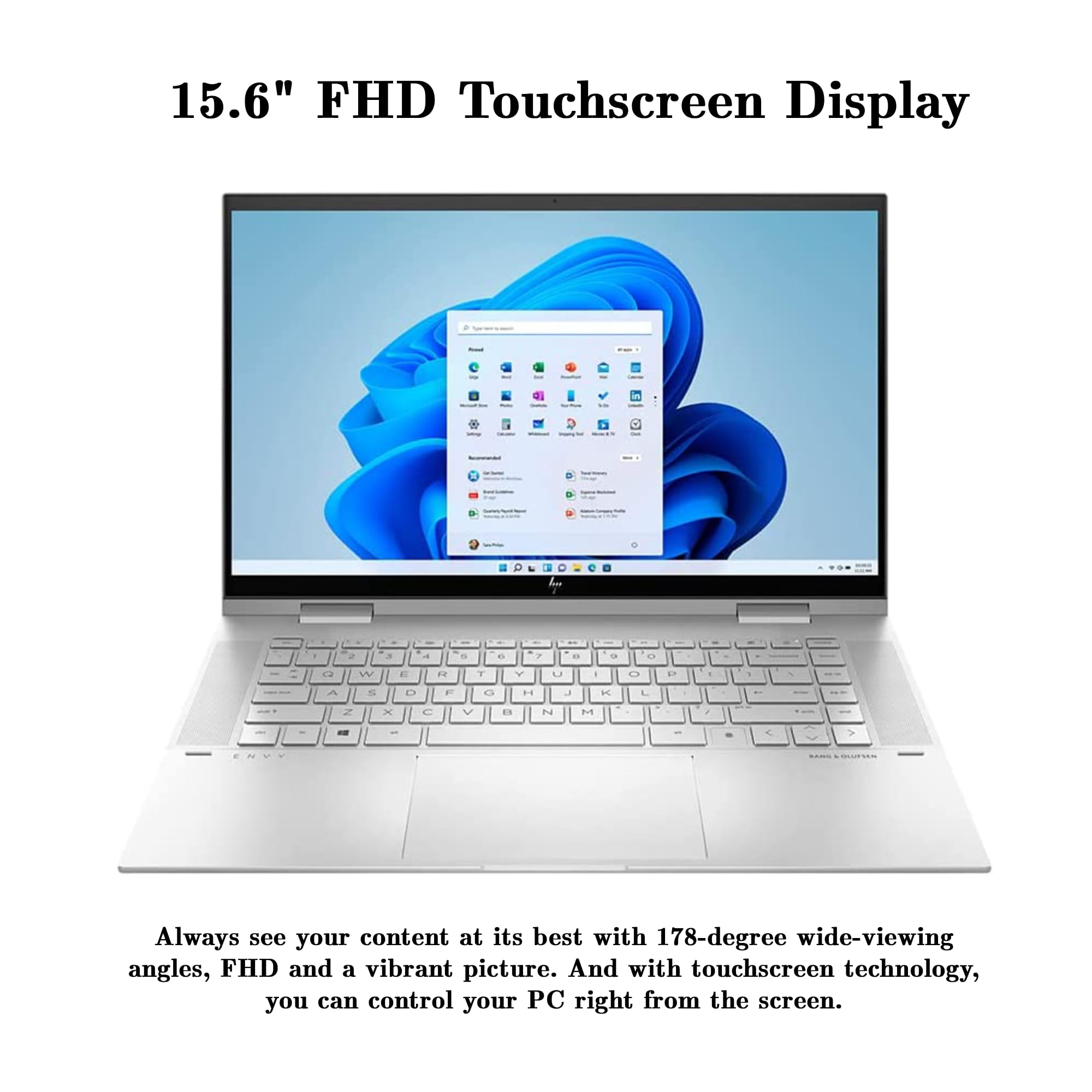 HP Envy x360 2-in-1 15.6" FHD Touchscreen Laptop, Intel Core i5-1135G7, 32GB RAM, 1TB PCIe SSD, Backlit Keyboard, Iris Xe Graphics, HD Webcam, Windows 11, Silver, 32GB Hotface USB Card