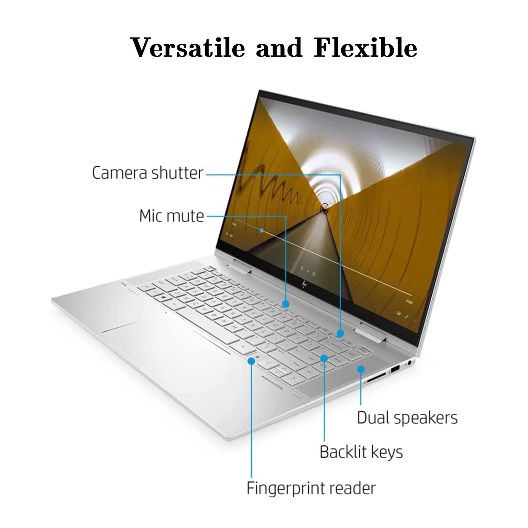 HP Envy x360 2-in-1 15.6" FHD Touchscreen Laptop, Intel Core i5-1135G7, 32GB RAM, 1TB PCIe SSD, Backlit Keyboard, Iris Xe Graphics, HD Webcam, Windows 11, Silver, 32GB Hotface USB Card