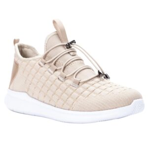 Propet TravelBound Athleisure Sneaker Womens Walking 75 US CreamMetallic