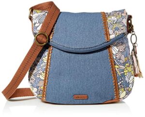 sakroots foldover crossbody bag in cotton canvas, shadow flower power