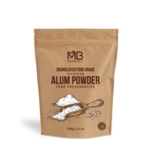 mb herbals alum powder 100 gram (3.5 oz) | granulated potassium alum powder | purified through shodhan process | granulated powder