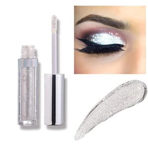 hotiary glitter liquid eyeshadow metallic pigments shimmer makeup metals gloss for eyes eyeliners sparkling eye shadow shiny pen eyeliner kit long lasting waterproof (silver)