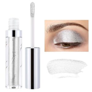 Hotiary Glitter Liquid Eyeshadow Metallic Pigments Shimmer Makeup Metals Gloss for Eyes Eyeliners Sparkling Eye Shadow Shiny Pen Eyeliner Kit Long Lasting Waterproof (Silver)