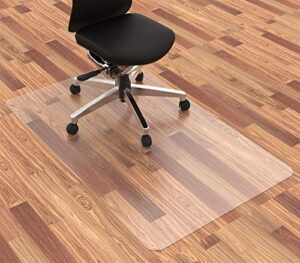 homek office chair mat for hardwood floor, 48” x 30” clear desk chair mat for hard floor, easy glide for chairs