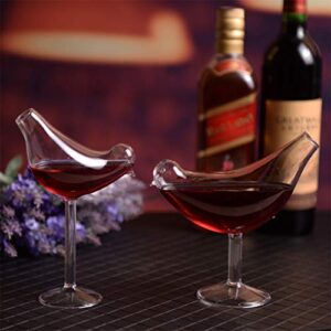 FEIlei Glass Cup, 150Ml Creative Bird Shape Cocktail Goblet Glass Personality Molecular Smoked-C