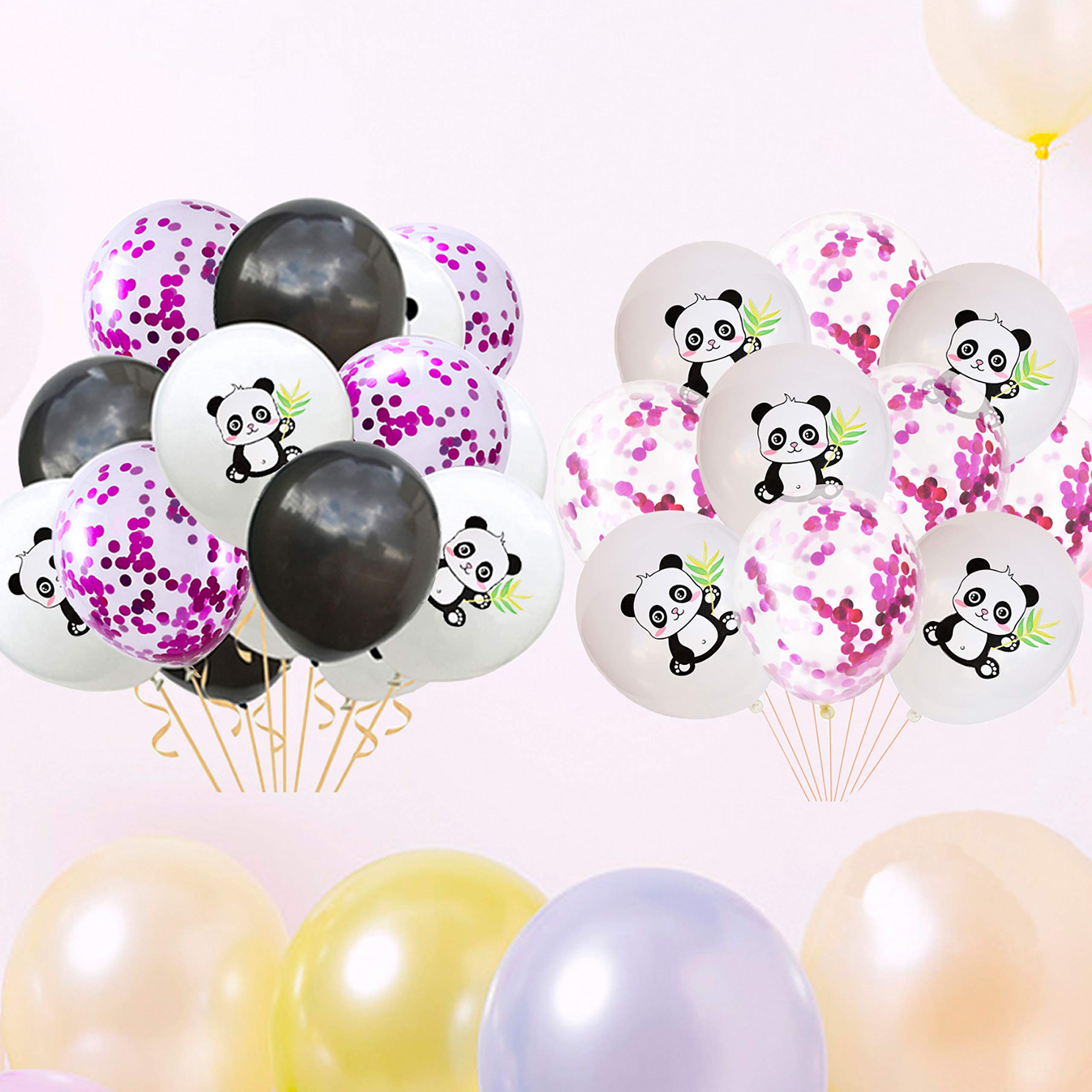 Welliboom Cute Cartoon Panda Birthday Party Supplies with Banner,Children Party Decoration, Girl Birthday Party Decoration Full Birthday Set 67PCS For Birthday Party