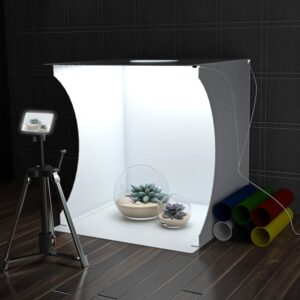 qulable photo studio box, mini photo shooting tent kit, foldable photography lighting softbox with 6 colors photography backdrops for advertising photography lighting tool (20 cm light box)