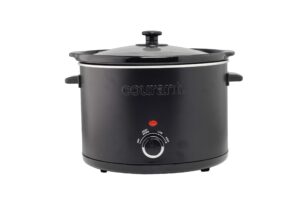 courant slow cooker 5.5 quart crock, with easy cooking options, dishwasher safe pot and glass lid, matte black