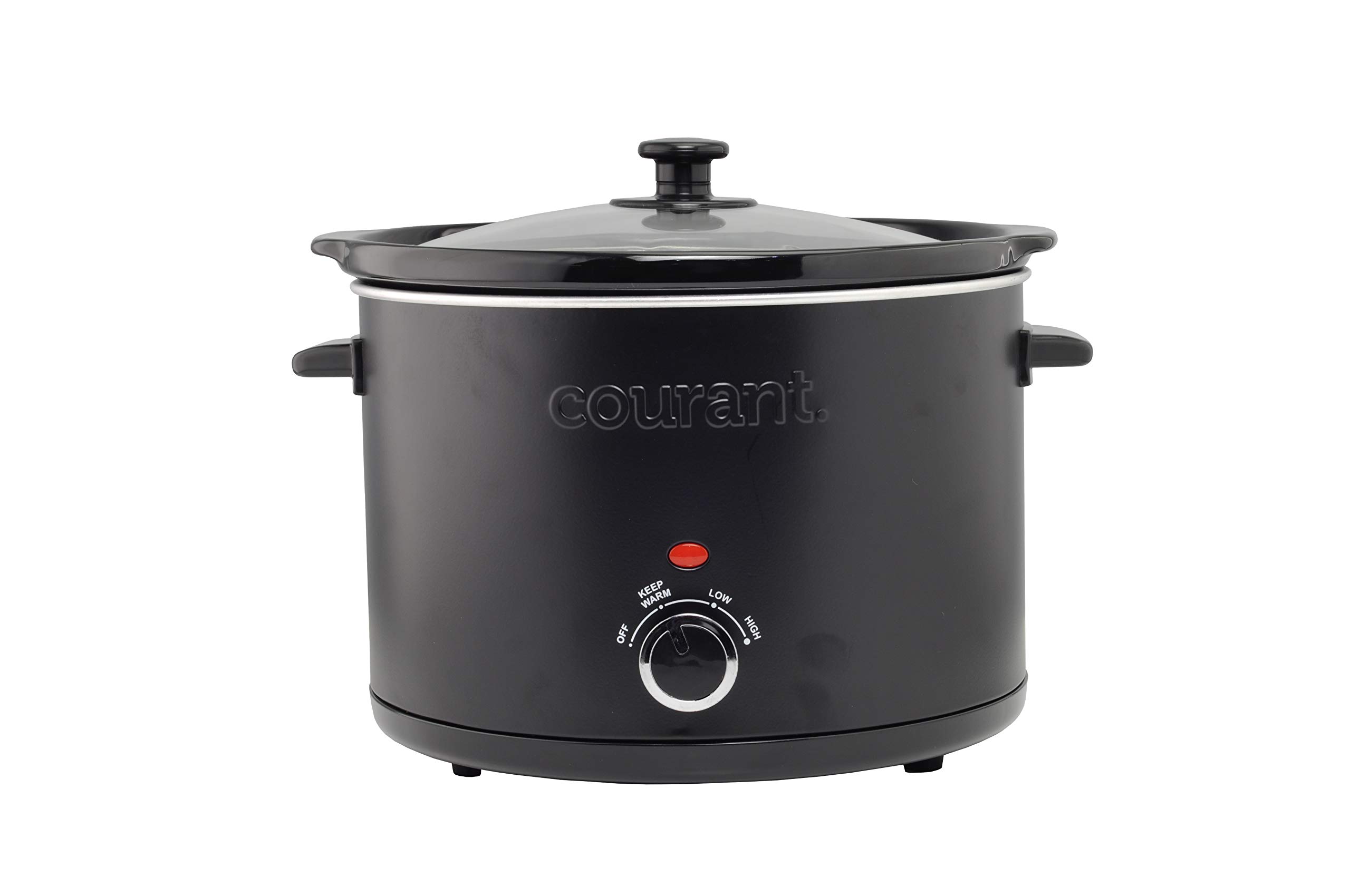 Courant Slow Cooker 5.5 Quart Crock, with Easy Cooking Options, Dishwasher Safe Pot and Glass Lid, Matte Black