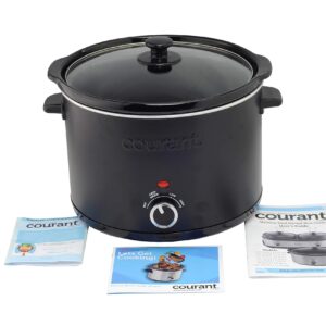 Courant Slow Cooker 5.5 Quart Crock, with Easy Cooking Options, Dishwasher Safe Pot and Glass Lid, Matte Black