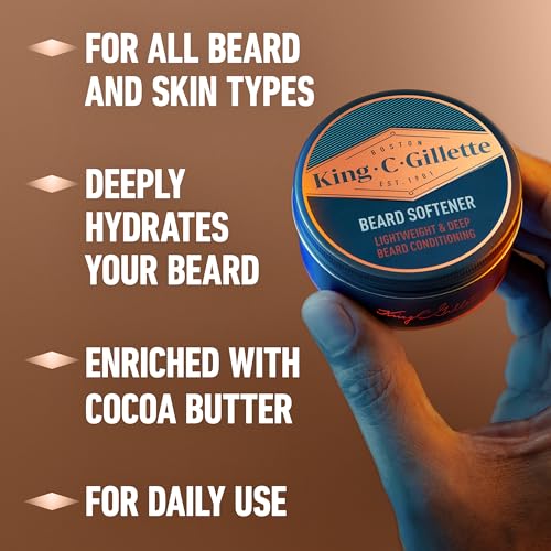 King C. Gillette Soft Beard Balm, Deep Conditioning with Cocoa Butter, Argan Oil and Shea Butter