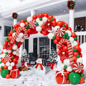 bonropin christmas balloon garland arch kit with christmas red white candy balloons gift box balloons red star balloons for xmas party decorations