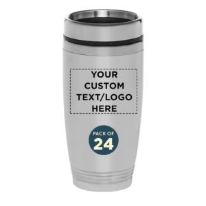 discount promos custom stainless steel tumblers 16 oz. set of 24, personalized bulk pack - perfect for coffee, soda, other hot & cold beverages - silver