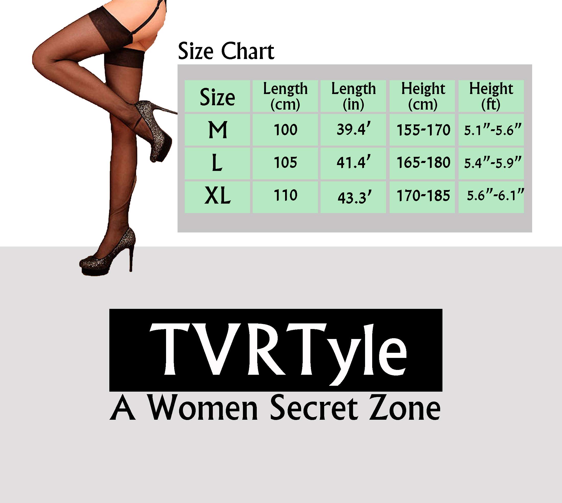 TVRtyle Women’s Multicolor Vintage 10D Thigh High See Through Non-stretch RHT Silk Stocking 928M (Dark Skin, X-Large)