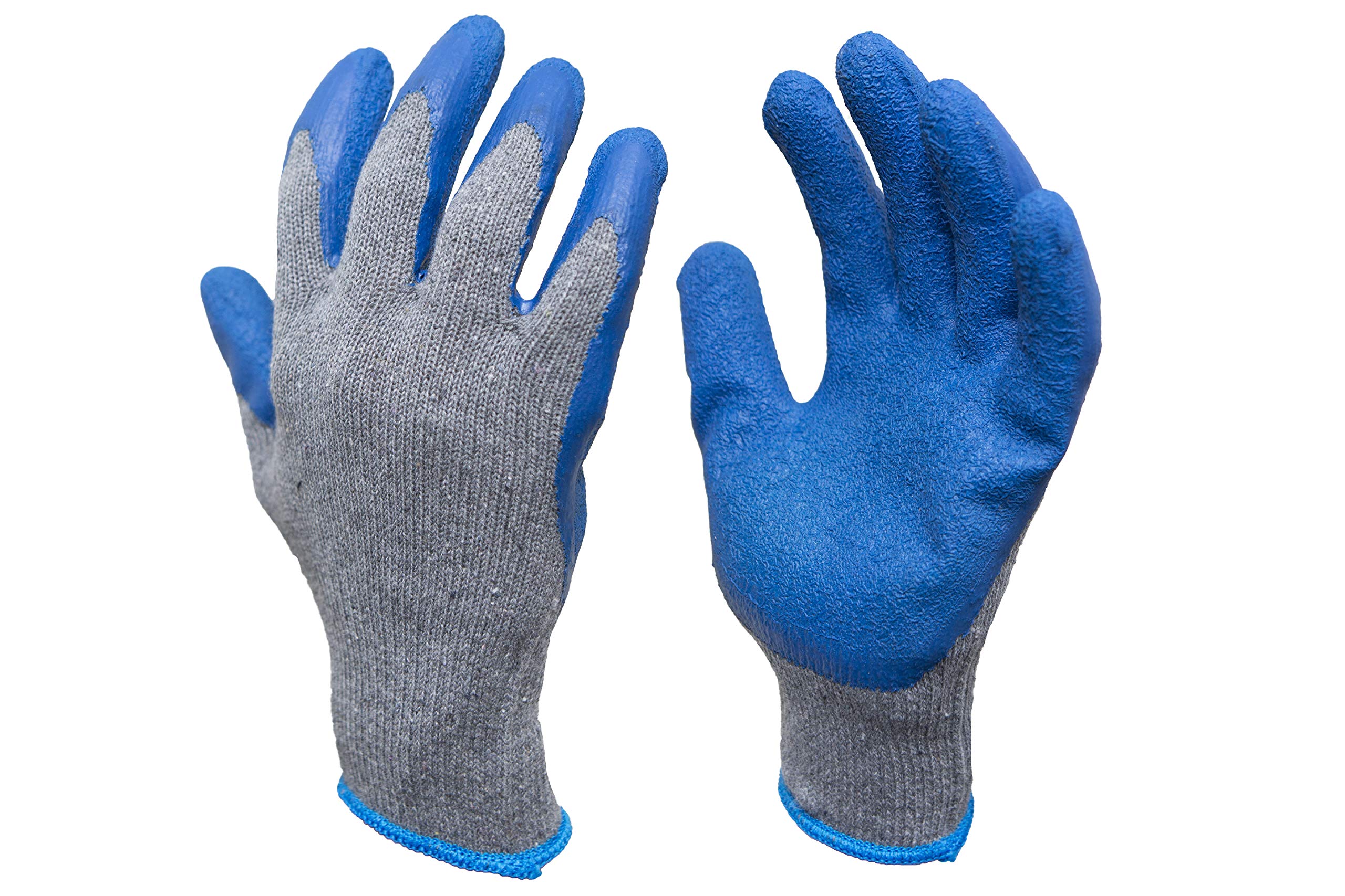 G & F Products Rubber Latex Coated Work Gloves for Construction, Blue, Crinkle Pattern, X-Large (Sold by dozen, 12 Pairs) (1511XL-DZ)