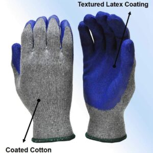 G & F Products Rubber Latex Coated Work Gloves for Construction, Blue, Crinkle Pattern, X-Large (Sold by dozen, 12 Pairs) (1511XL-DZ)