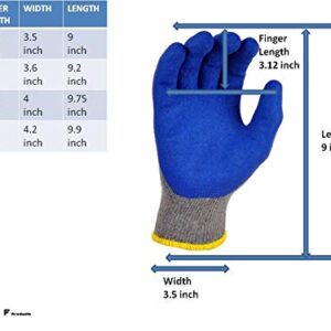 G & F Products Rubber Latex Coated Work Gloves for Construction, Blue, Crinkle Pattern, X-Large (Sold by dozen, 12 Pairs) (1511XL-DZ)