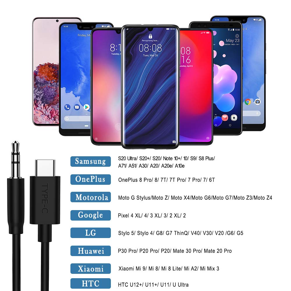 USB C to 3.5mm Aux Jack Cable for iPhone 15 Pro Max Plus,Samsung S24+ S23 Ultra S22 S21 S20 FE,6.6ft USB Type C to 3.5mm Male Cord Car Stereo for Galaxy A53 Z Flip Note 20 10+,Google Pixel,OnePlus