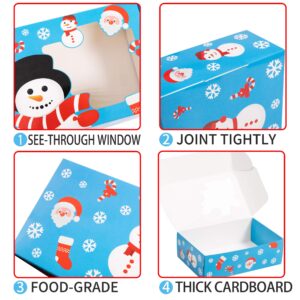 Joy Bang Christmas Cookie Boxes, 20 Pcs Holiday Candy Treat Box Containers with Window for Gift Giving, Santa Snowman Gingerbread Man Cookie Boxes