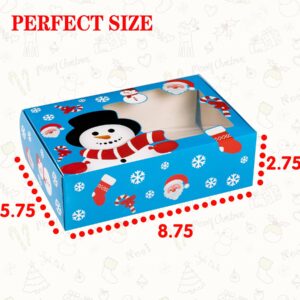 Joy Bang Christmas Cookie Boxes, 20 Pcs Holiday Candy Treat Box Containers with Window for Gift Giving, Santa Snowman Gingerbread Man Cookie Boxes