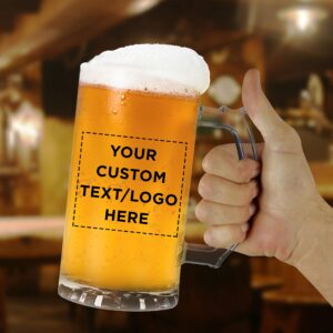 DISCOUNT PROMOS Custom Glass Beer Mug 16 oz. Set of 10, Personalized Bulk Pack - Great for Wedding Favors, Groomsmen Gifts, Birthday Gifts - Clear