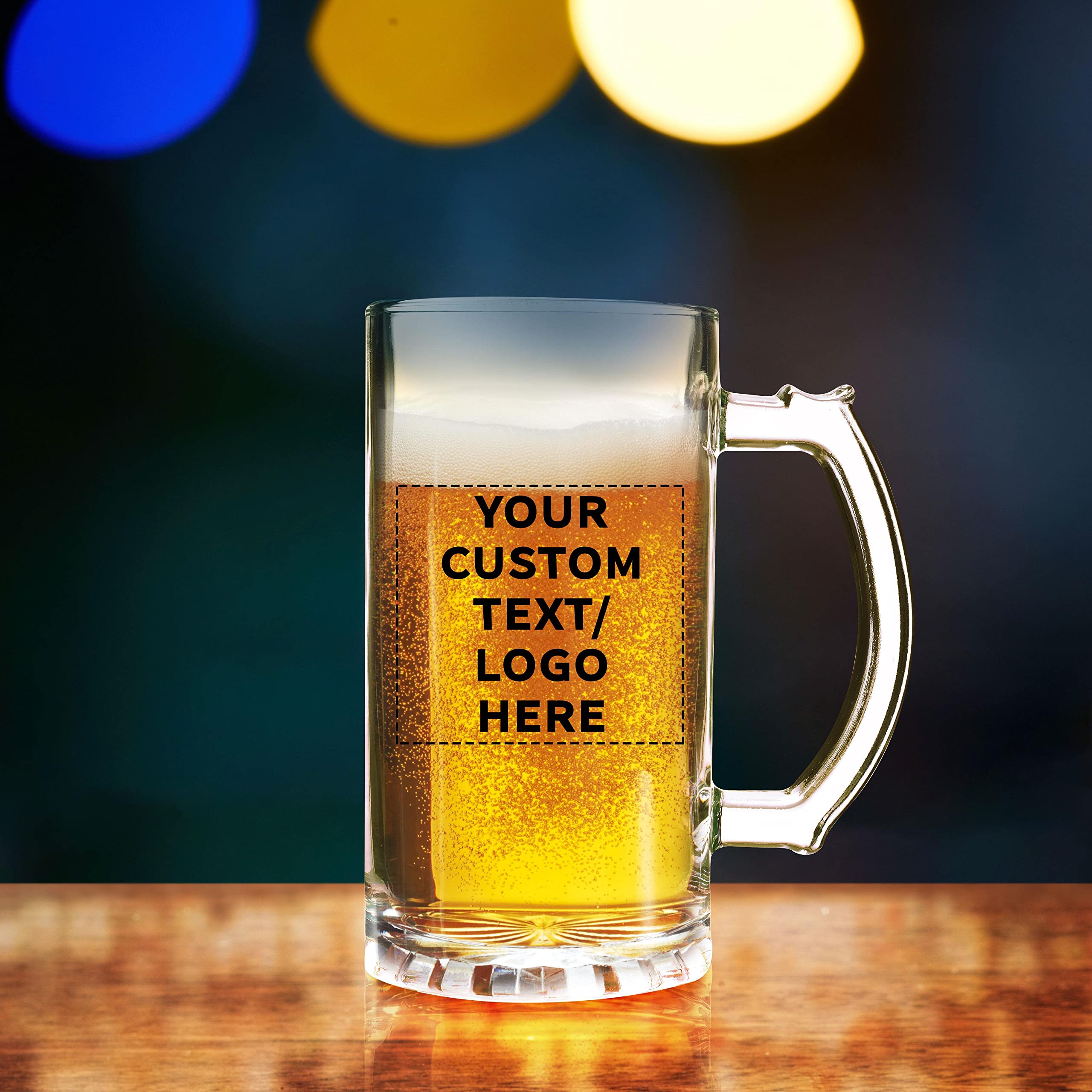 DISCOUNT PROMOS Custom Glass Beer Mug 16 oz. Set of 10, Personalized Bulk Pack - Great for Wedding Favors, Groomsmen Gifts, Birthday Gifts - Clear