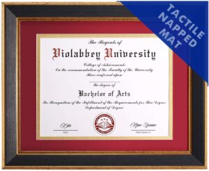 violabbey 8.5x11 diploma frame black, 8.5 x 11 certificate frame with mat or 11x14 college degree frames without mat, wall or tabletop display, tempered glass (red gold double mat)