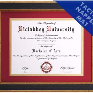 VIOLABBEY 8.5x11 Diploma Frame Black, 8.5 x 11 Certificate Frame with Mat or 11x14 College Degree Frames without Mat, Wall or Tabletop Display, Tempered glass (Red Gold Double Mat)