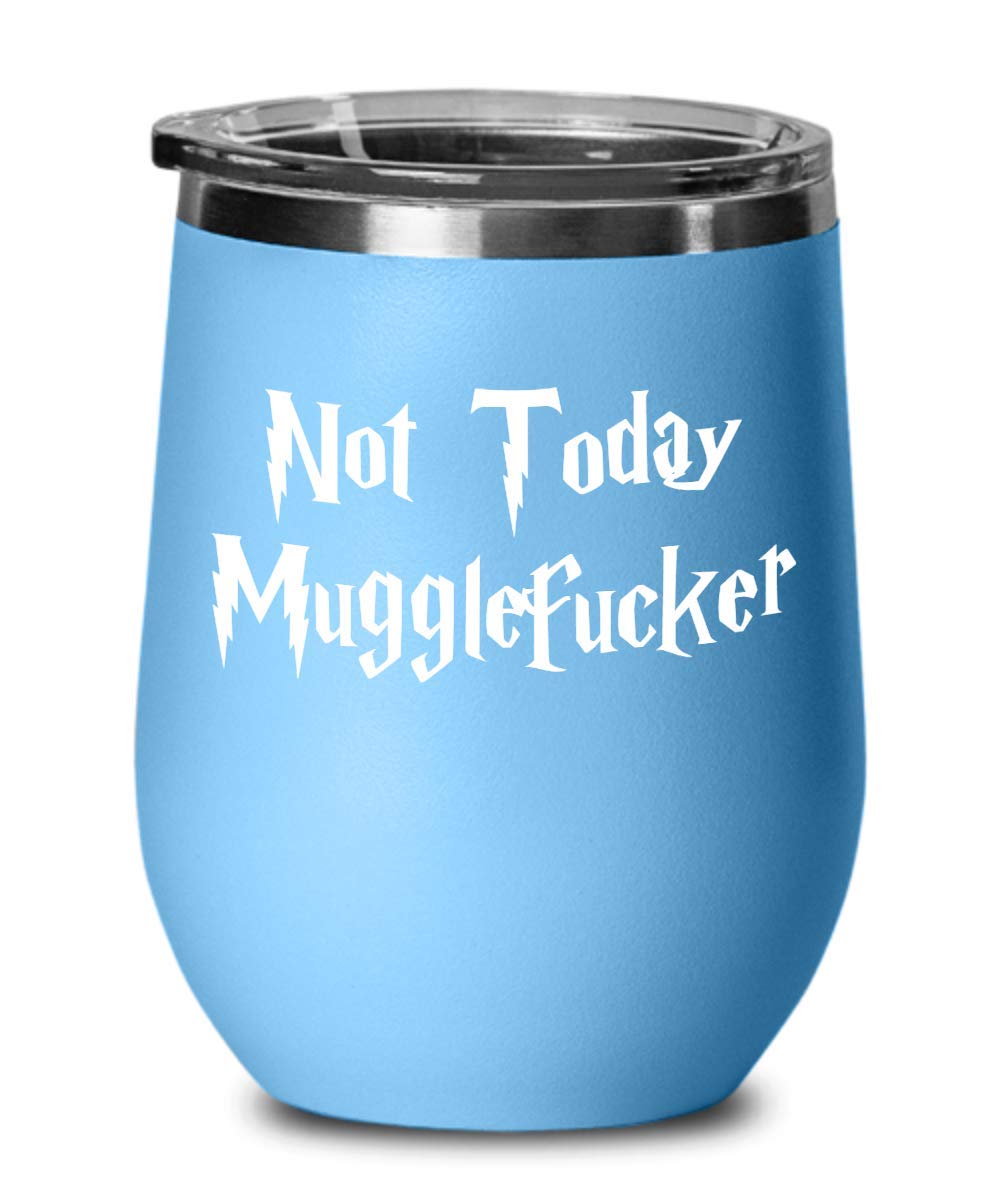 Not Today Mugglefucker Wine Glass, Funny Coffee Mug Gift for Harry Potter Fan Lover, Him Her Mom Dad Best Friend Coworker Colleague Birthday Anniversary Christmas Novelty Gift (Black)