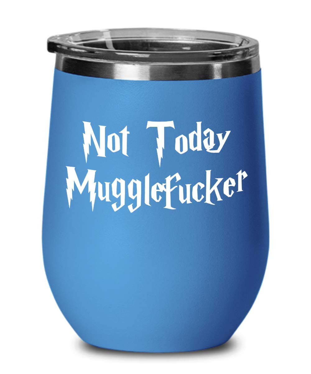 Not Today Mugglefucker Wine Glass, Funny Coffee Mug Gift for Harry Potter Fan Lover, Him Her Mom Dad Best Friend Coworker Colleague Birthday Anniversary Christmas Novelty Gift (Black)